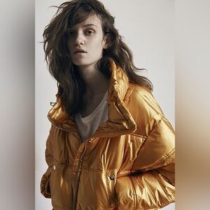 Zara TRF collection Gold Puffer Jacket